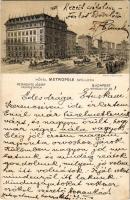 1909 Budapest VII. Petánovits József Hotel Metropole szálloda és kávéház reklámja. Rákóczi út 58. litho (EK)