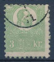 1871 Kőnyomat 3kr jó minőségű, 2 oldalon képbe fogazott bélyeg (160.000) Sign: Pfenninger, Krüger