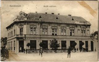 1918 Kecskemét, Hotel Royal szálloda, kávéház és étterem, nagy sörcsarnok. Fekete Gyula kiadása (ragasztónyom / glue marks)