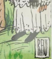 Rau Tibor (1934-2009), Első szabad. független gyermeknap karikatúra Akvarell, tus, papír, jelzett. 2...