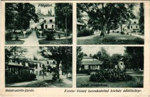 1934 Balatonlelle, Ferenc József kereskedelmi kórház üdülőtelepe, főépület, park, étterem, belső homlokzat