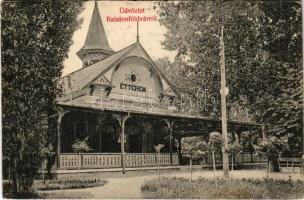 1908 Balatonföldvár, étterem. Gerendai Gyula kiadása (kopott sarkak / worn corners)