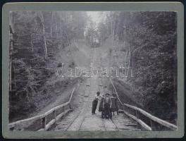 ca 1900 Tataros, Brusturi (Bihar, Erdély. RO); Asphalt bányatelep siklója / mine colony funicular railway. Fotó Kartonon 12x9 cm