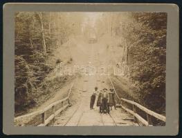 ca 1900 Tataros, Brusturi (Bihar, Erdély. RO); Asphalt bányatelep siklója / mine colony funicular railway. Fotó Kartonon 12x9 cm