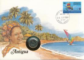 Kelet-Karibi Államok / Antigua 1981. 10c felbélyegzett borítékban, bélyegzéssel, német nyelvű leírással T:UNC East Caribbean States / Antigua 1981. 10 Cents in envelope with stamp cancellation and prospectus in German C:UNC