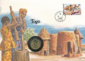 Togo 1987. 5Fr felbélyegzett borítékban, bélyegzéssel, német nyelvű leírással T:UNC Togo 1987. 5 Franc in envelope with stamp and cancellation, with German description C:UNC