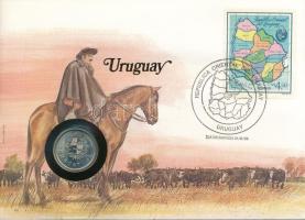 Uruguay 1980. 1P Cu-Ni felbélyegzett borítékban, bélyegzéssel, német nyelvű leírással T:UNC Uruguay 1980. 1 Nuevo Peso Cu-Ni in envelope with stamp, cancellation, and a prospectus in german C:UNC