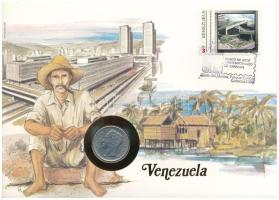 Venezuela 1977. 1B acél felbélyegzett borítékban, alkalmi bélyegzéssel német nyelvű leírással T:XF Venezuela 1977. 1 Bolívar steel in envelope with stamp, cancellation, German description C:XF