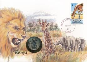 Kenya 1980. 50c Cu-Ni felbélyegzett borítékban, bélyegzéssel, német nyelvű leírással T:UNC Kenya 1980. 50 Cents Cu-Ni in envelope with stamp and cancellation, with German description C:UNC