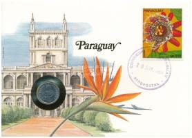 Paraguay 1980. 5G felbélyegzett borítékban, bélyegzéssel, német nyelvű leírással T:UNC Paraguay 1980. 5 Guaranies in envelope with stamp and cancellation, with German description C:UNC