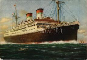 1935 Italia Flotte Riunite Genova (Italian Line) TN "CONTE GRANDE" / Italian steamship (EB)