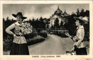 1939 Leányjamboree. I. Pax Ting Gödöllő. Az első nemzetközi leánycserkész világtalálkozó / The first Girl Guide and Girl Scout World Camp in Gödöllő s: K. Sávely D. + So. Stpl. (kis szakadás / small tear)