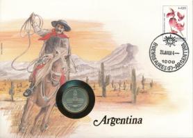 Argentína 1984. 1P Al felbélyegzett borítékban, bélyegzéssel, német nyelvű leírással T:AU Argentina 1984. 1 Peso Al in envelope with stamp, cancellation and prospectus in German C:AU