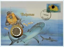 Bahamák 1985. 10c felbélyegzett borítékban, bélyegzéssel, német nyelvű leírással T:UNC Bahamas 1985. 10 Cents in envelope with stamp and cancellation, with German description C:UNC