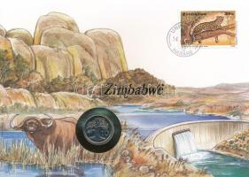 Zimbabwe 1991. 10c felbélyegzett borítékban, bélyegzéssel, német nyelvű leírással T:UNC Zimbabwe 1991. 10 Cents in envelope with stamp and cancellation, with German description C:UNC