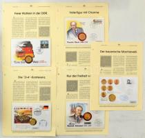 Vegyes 13db-os érmés boríték tétel, német nyelvű "Geschichte miterlebt" berakólapokon, köz...