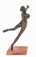 Kerényi Jenő (1908-1975): Táncosnő. Patinázott bronz, márvány talapzaton, jelzett a talpán, illetve ...