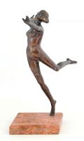 Kerényi Jenő (1908-1975): Táncosnő. Patinázott bronz, márvány talapzaton, jelzett a talpán, illetve ...