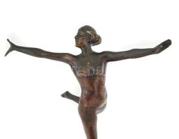 Kerényi Jenő (1908-1975): Táncosnő. Patinázott bronz, márvány talapzaton, jelzett a talpán, illetve ...