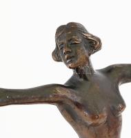 Kerényi Jenő (1908-1975): Táncosnő. Patinázott bronz, márvány talapzaton, jelzett a talpán, illetve ...