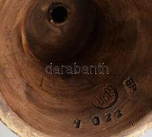 cca 1900, Kendős nő büszt. Festett terrakotta, jelzett, kopással, m: 31,5 cm