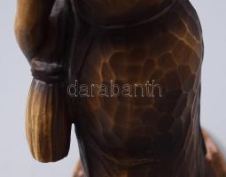 Art deco kalászhordó nő. Sorszámozott, mázas fajansz, kopással, m: 29,5 cm