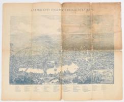 1896 Budapest Székesfőváros Tervrajza, és Útmutatója, a térkép hátoldalán az Ezredéves Országos Kiál...
