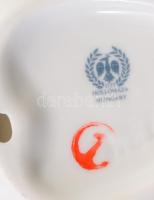 Zsolnay hamuzó + Hollóházi levél alakú tálka, jelzett h: 12-14 cm