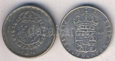 Svédország 1946+1961. 1K Ag (2x) T:2/3