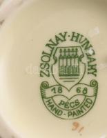 Zsolnay búzavirág mintás váza, jelzett, hibátlan, m: 14,5 cm