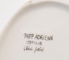 Schumann japán mintás tál és váza, Papp Adrienn művész kézifestésével. Jelzett, m: 14,5 cm, h: 14,5 ...