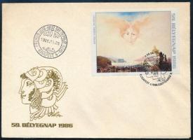 1986 Bélyegnap (59.) - Festmény (XXIII.) vágott blokk FDC-n (4.000)