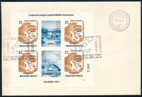 1973 Európai Biztonsági és Együttműködési konferencia (I.) - Helsinki vágott blokk FDC-n (25.000)