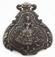 Érdekes tokos ezüst (Ag) zsebóra, lánykát ábrázoló plasztikus díszítéssel. Szerkezet nem műlödik, pl...