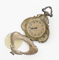 Érdekes tokos ezüst (Ag) zsebóra, lánykát ábrázoló plasztikus díszítéssel. Szerkezet nem műlödik, pl...