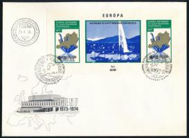 1974 Európai Biztonsági és együttműködési konferencia (II.) Genf vágott blokk FDC-n (22.000)