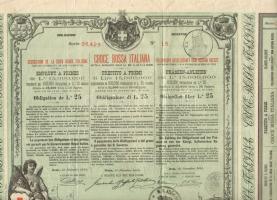 1885 Olasz vöröskereszt dekoratív sorsjegy kötvény