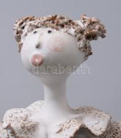 Zákány Eszter: Éneklő lány, kerámia figura és csengő egyben Kézzel festett Jelzett, hibátlan , m: 20...