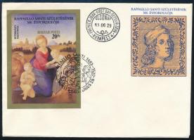 1983 Festmény (XXI.) - Raffaello vágott blokk FDC-n (4.500)