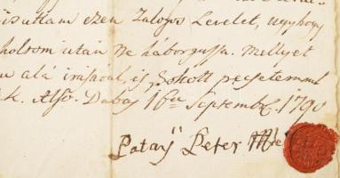 1774-1837 4 db magyar nyelvű irat, közte dabasi hagyatéki irat (viaszpecsétekkel), kecskeméti tanács...