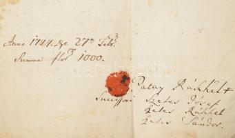 1774-1837 4 db magyar nyelvű irat, közte dabasi hagyatéki irat (viaszpecsétekkel), kecskeméti tanács...