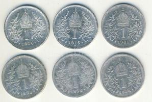 Ausztria 1893-1915. 1K Ag (6x) mind klf évszámmal T:2,3