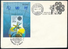 1983 Hírközlési Világév vágott blokk FDC-n (4.000)