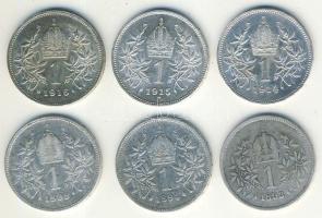 Ausztria 1893-1916. 1K Ag (6x) mind klf évszámmal T:2,3