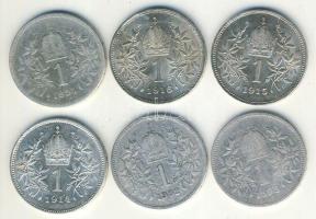 Ausztria 1894-1916. 1K Ag (6x) mind klf évszámmal T:2,3