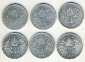 Ausztria 1894-1915. 1K Ag (6x) mind klf évszámmal T:2,3