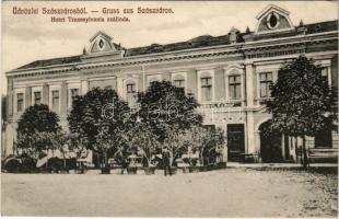 Szászváros, Broos, Orastie; Hotel Transsylvania szálloda és kávéház. B. Stelescu kiadása / hotel and café