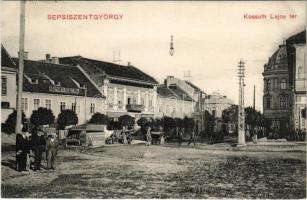 Sepsiszentgyörgy, Sfantu Gheorghe; Kossuth Lajos tér, Központi szálloda és kávéház, piac / square, hotel and café, market