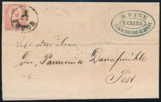 1871 Kőnyomat 5kr levélen / Mi 3 on cover "CSABA" - Pest, ex Ryan