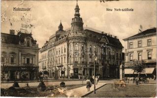 1909 Kolozsvár, Cluj; New York szálloda, Schuster Emil üzlete / hotel, shops (r)